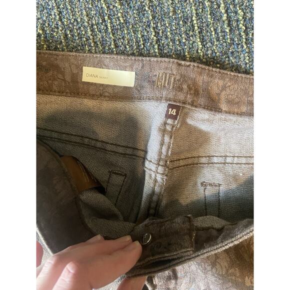 Kut From The Kloth Jeans Womens 12 Skinny Diana Brown Gold Floral - Picture 2 of 6